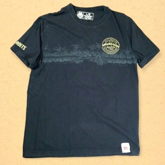 Roots Appleton Estates Men's T-Shirt Size L Jamaica Rum Roots Spell Out - Picture 1 of 6